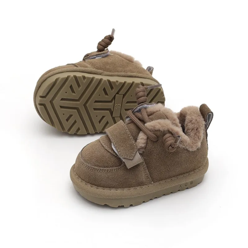 Winter Baby Snow Boots Leather Warm Plush Boys Girls Soft Sole