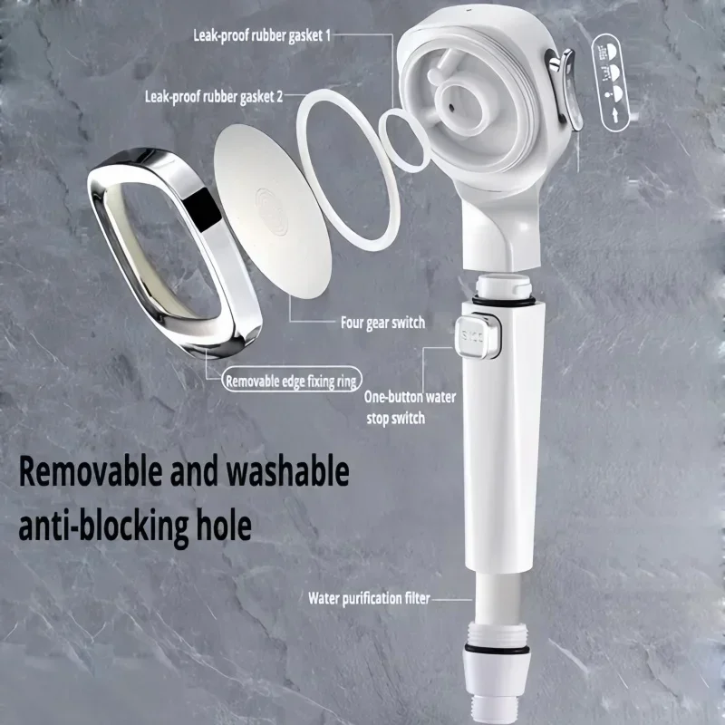 4 Modes Adjustable High Pressure Shower Head With Switch On Off Button Sprayer Water Saving Shower Nozzle Filter For Bathroom 5