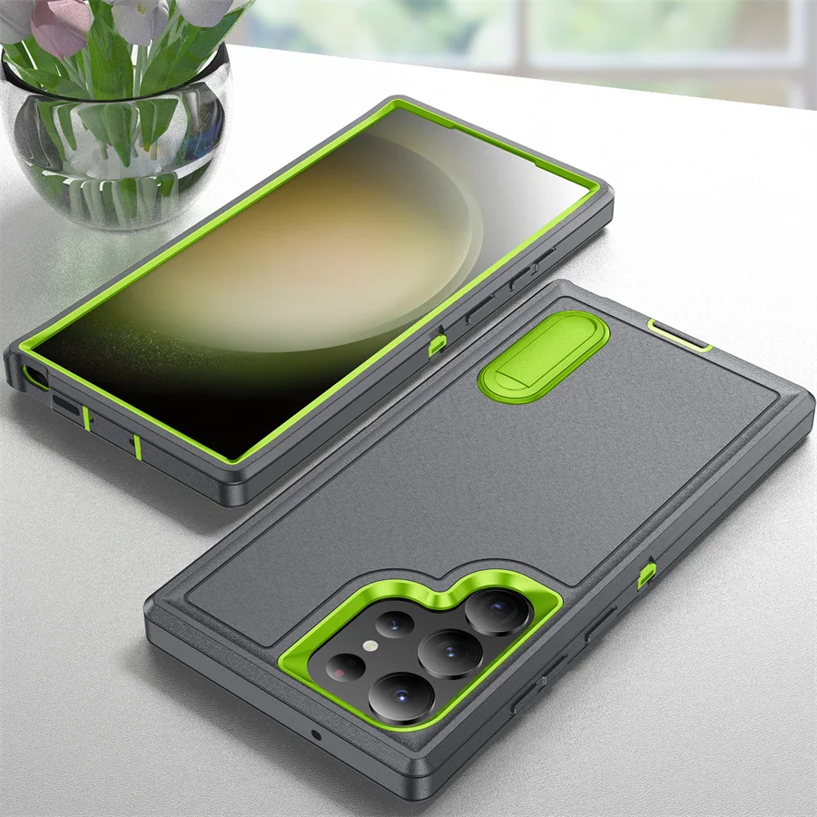 Hybrid 3 In 1 Military Grade Defender Case for Samsung Galaxy S26 Ultra/S23 FE/A56/A36/A15/A14/A13/A54/A53 Kickstand Body Cover