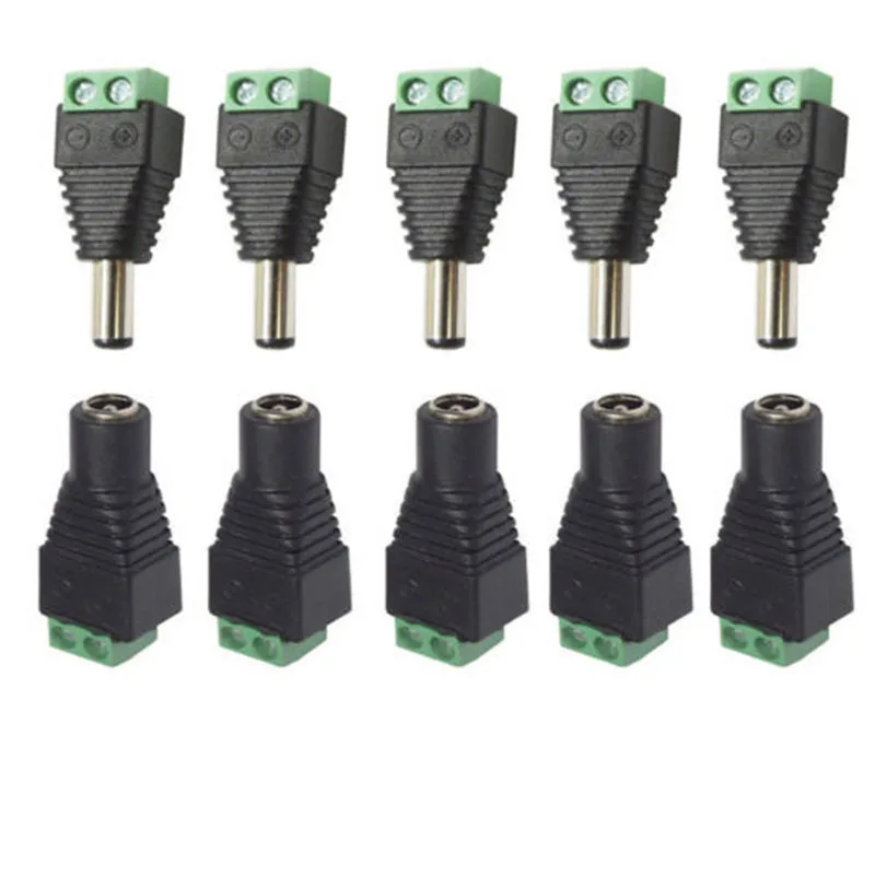 5 Set CCTV Cameras 2.1mm x 5.5mm Female Male DC Power Plug Adapter DC Power Female Plug Jack Adapter Connector Male Plug Socket dc power jack connector flex cable for dell inspiron 15 3521 3537