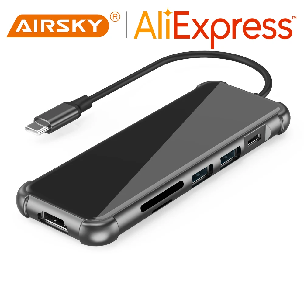 AIRSKY USB C Docking Sation to DP HDMI Adapter Hub for Huawei Samsung Mobile Phones Tablets PC Laptop TVs Projectors Monitors