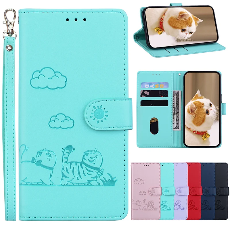 Cartoon Cat Magnetic Anti-Theft Brush Phone Case