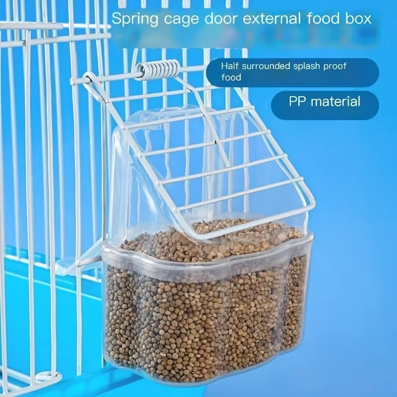 1pc Splash-Proof Bird Feeder Box Covered Feeder Box Hanging Feeder Box Pet Supplies For Cockatiels Pigeon Food Home Accessories
