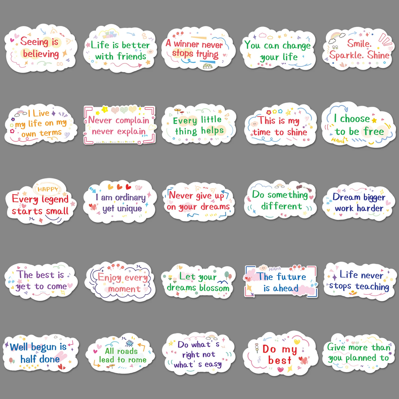 

50 pcs Inspirational English sentences sticker Can be attached to luggage, notebook, water cup, room decoration