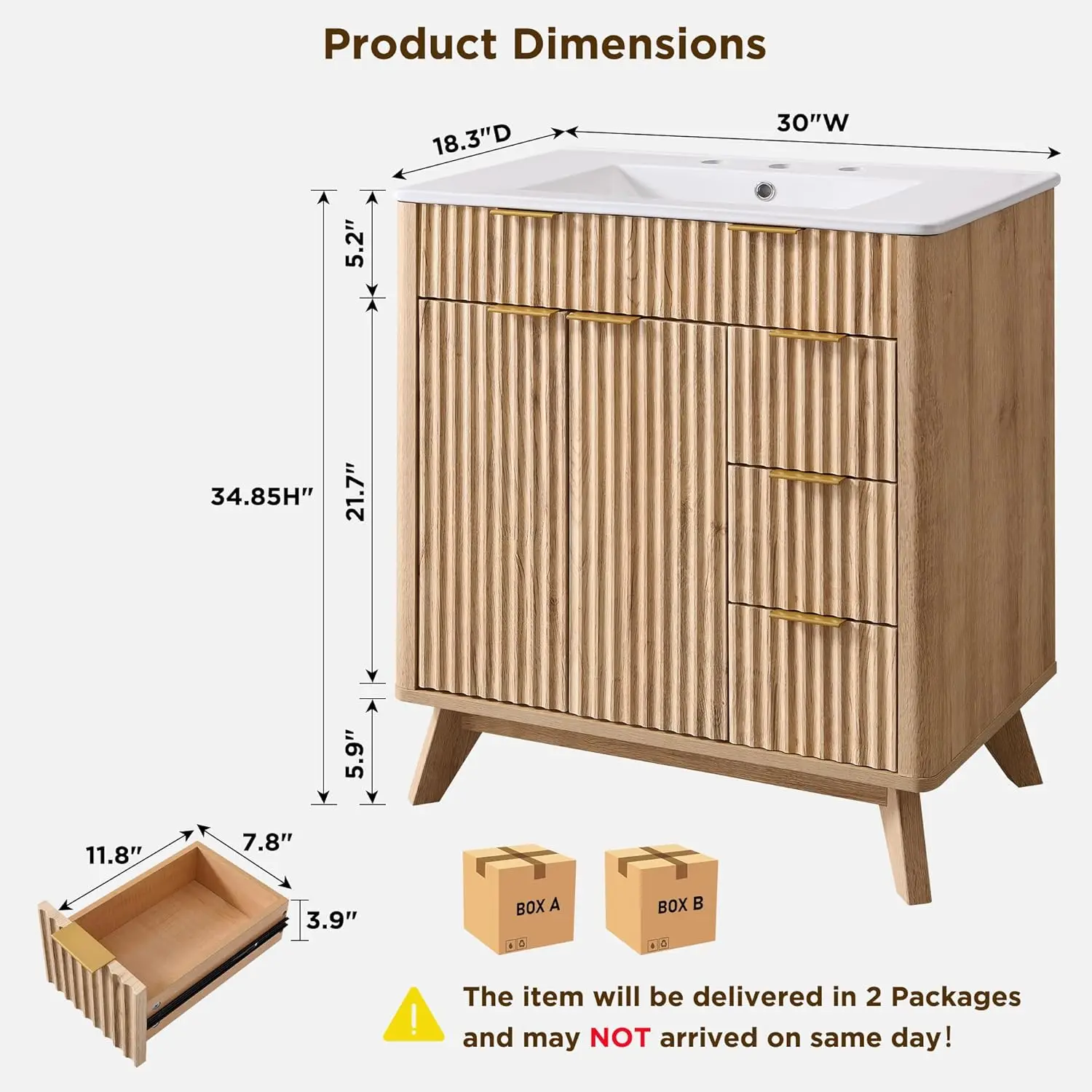 30" Fluted Vanity Cabinet 2