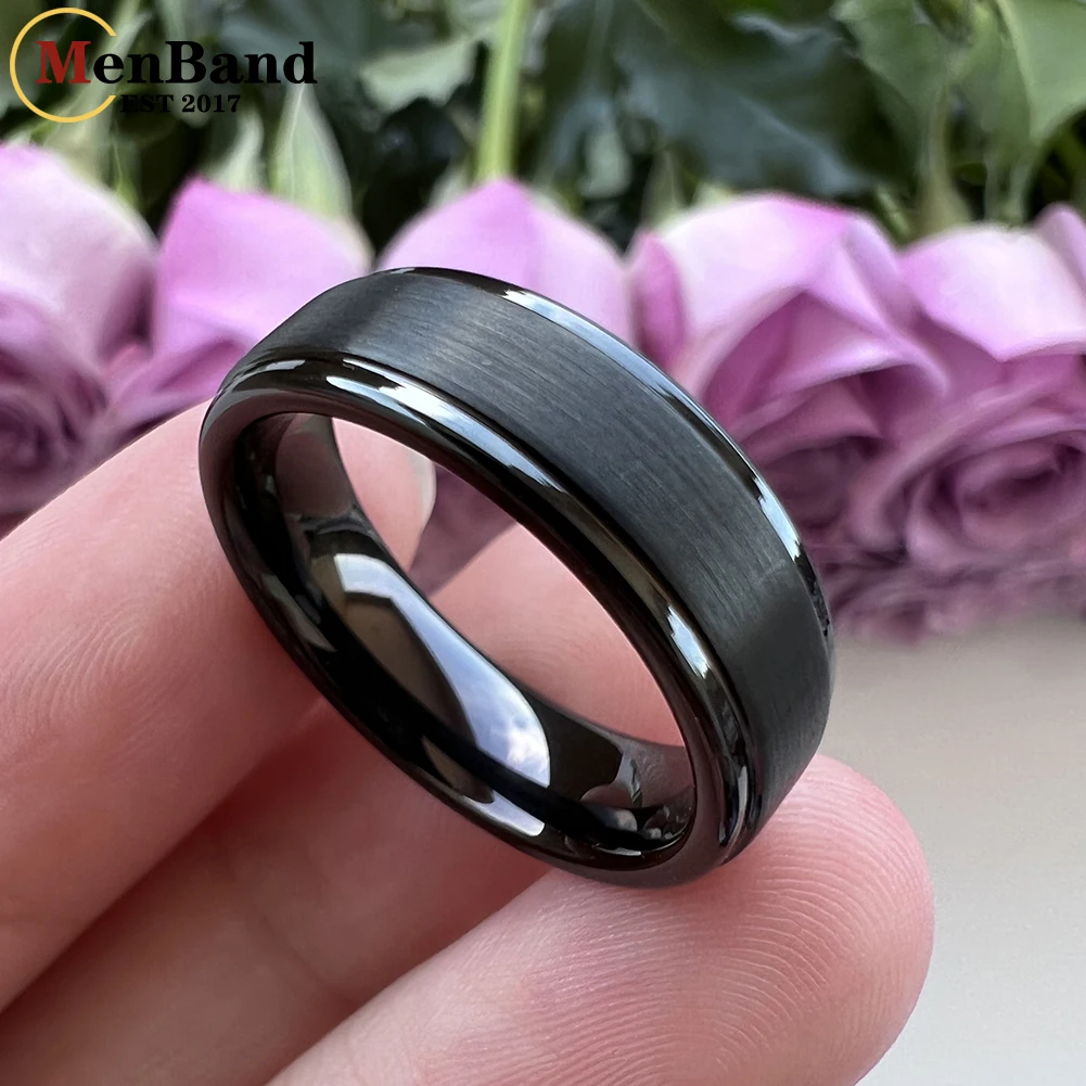 MenBand Fashion 6MM 8MM Men Women Tungsten Carbide Wedding Ring With Step And Brushed Finish Comfort Fit