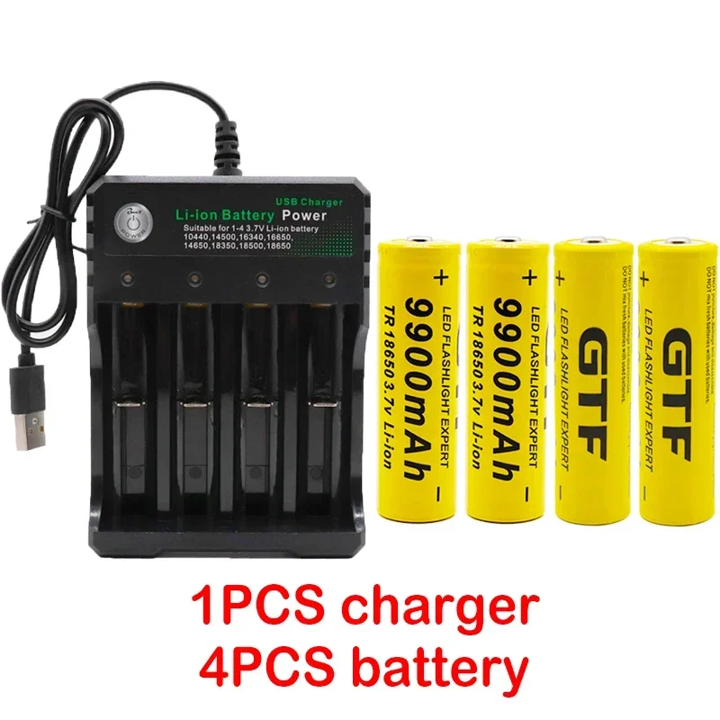 

New Original 18650 3.7V Battery 9900mAh rechargeable liion battery for Led flashlight 18650 Battery Wholesale+USB Charger