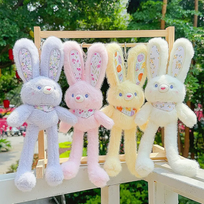 Cute Pull-Out Rabbit Plush Toy Keychain - Charming Bunny Pendant & Stress Relief Gift