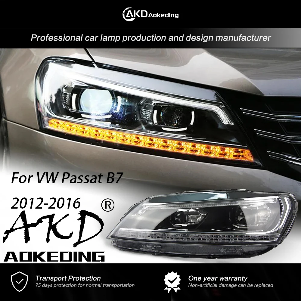 

AKD Head Lamp For VW Passat B7 2012-2016 Passat US LED Headlight DRL Hid Head Lamp Angel Eye Bi Xenon Auto Accessories 2PCS