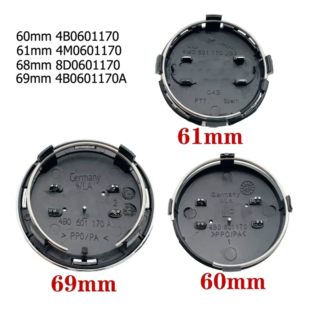 Sleek Car Styling Wheel Center Cap Hub Covers Badge - 4-Pack 60-69mm