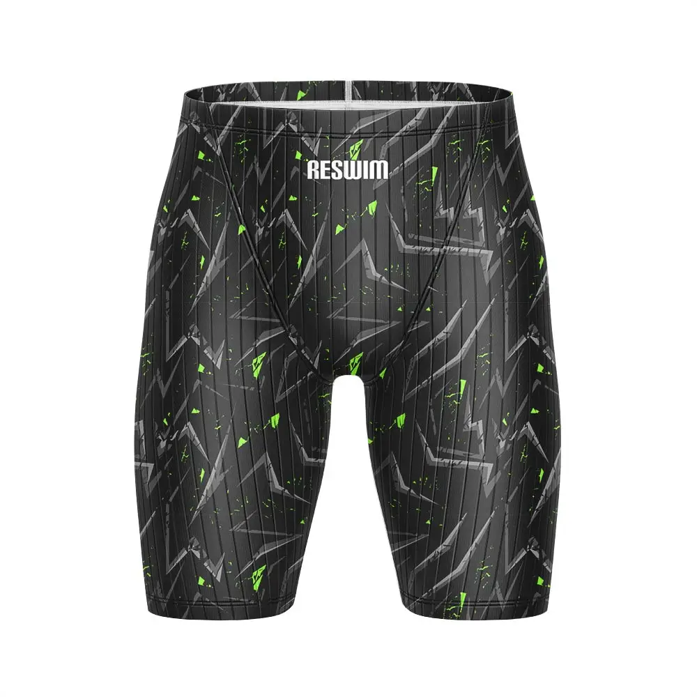 Summer Men's Pro Swim Jammer Athletic Practice Knee-Length Swimsuit Short Lycra Swimming Trunks Beach Tights Shorts Surf Pants
