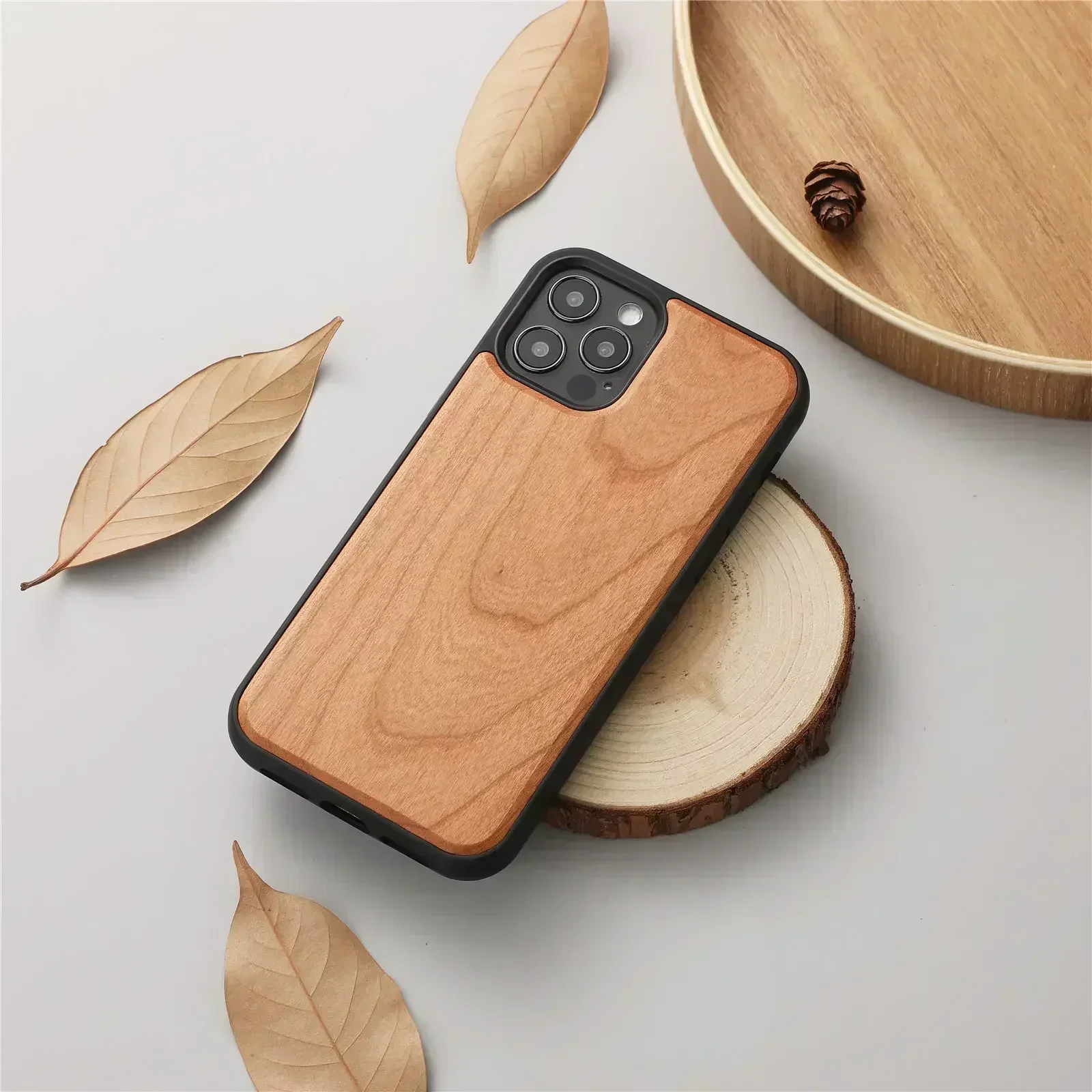 For iPhone Customizable High Quality Wooden Bamboo Phone Case