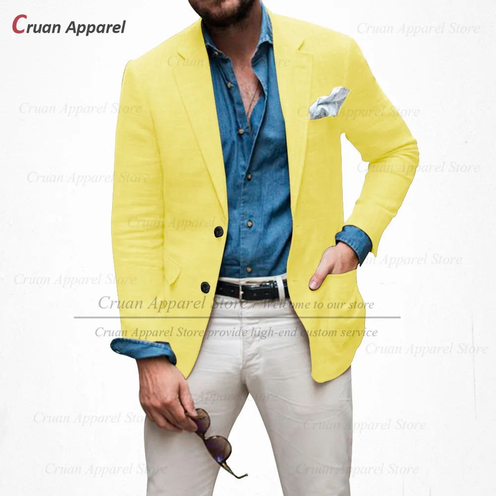 Sky Blue Linen Blazers Men Slim Fit for men