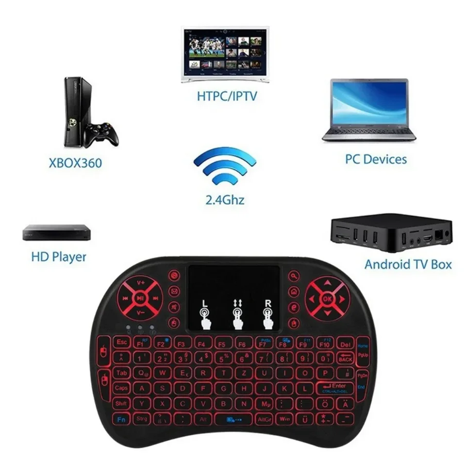 Backlit Mini Wireless For Laptop PC Touchpad Colorful Remote Control Mouse Keyboard Dry Battery/lithium Battery_voghion.com