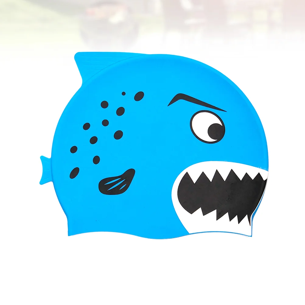 

Kids Swim Cap Shape Swimming Cap High Elastic Silicone Waterproof Swimming Hat Bathing Cap Swimming Supplies Blue
