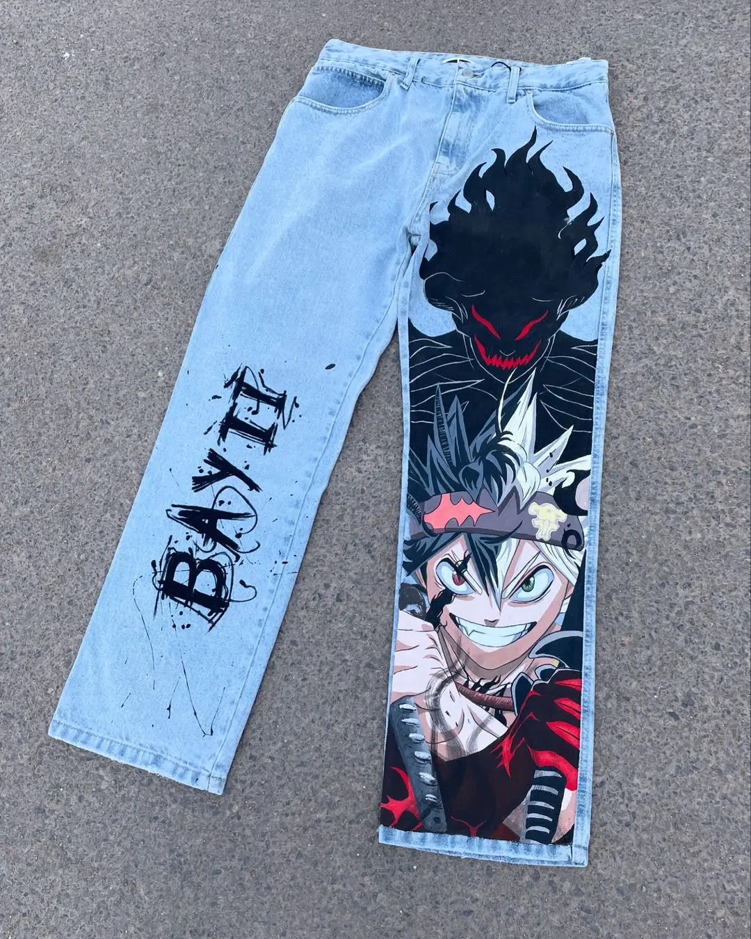 Harajuku Popular Anime Print Baggy Jeans for Men Women New Style Wide Leg Trouser Y2k Streetwear High Waist Pants Men Clothing 4