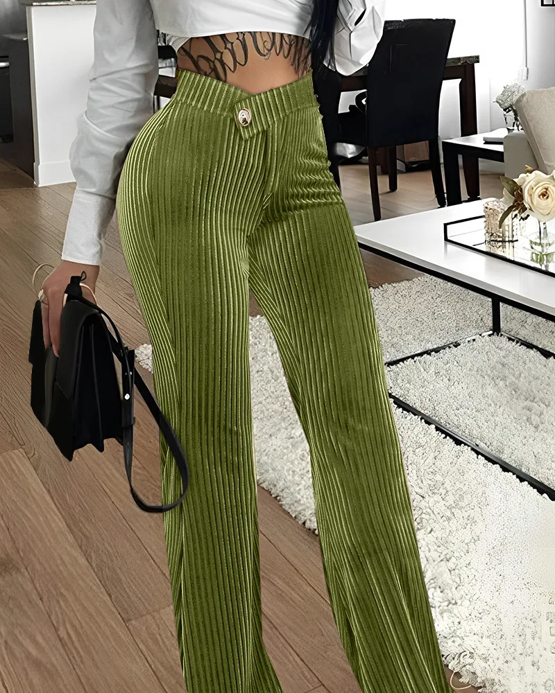 

Zoctuo 2023 Autumn Winter Fashion Corduroy Pants Zipper Fly V-Low Waist Straight Wide Leg Trousers Sexy Y2K Streetwear Party