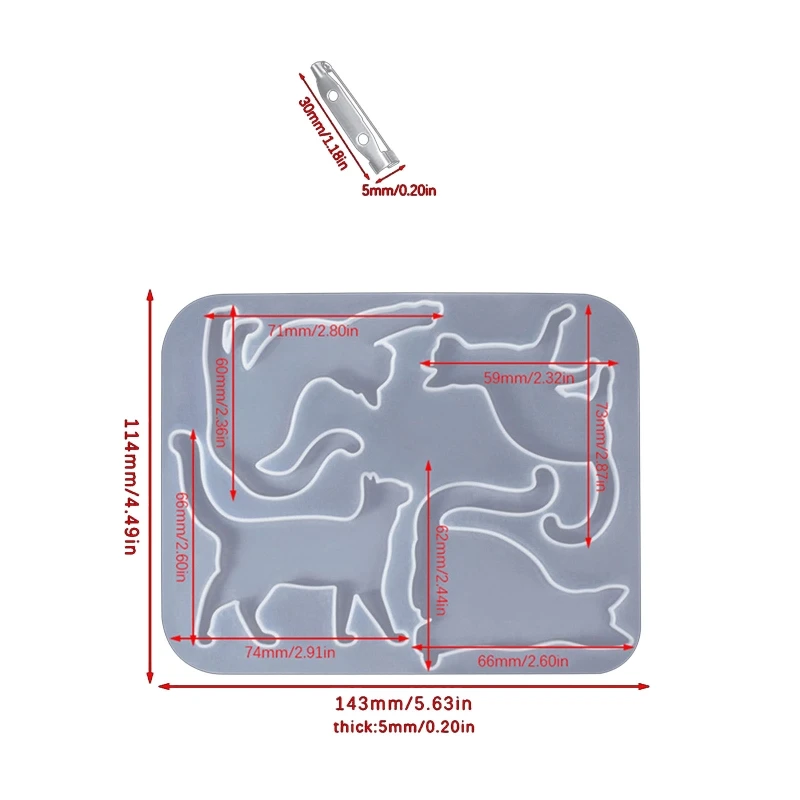 E0BF 3D Cartoon for Cat Silicone Brooch Mold Epoxy Resin Craft Making Accessory for DIY Pendant Jewelry Keychain Tool Crafts