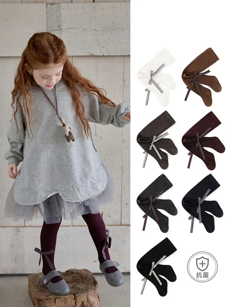 Autumn Kids Pantyhose Cute Solid Color Tights Girls High Waisted Pants