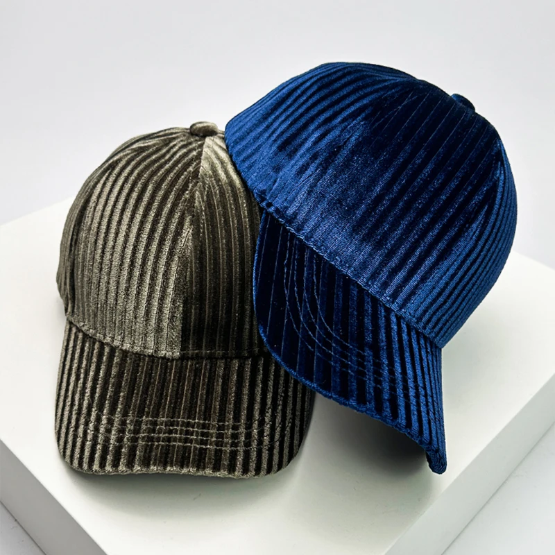 Autumn and Winter New Vertical Stripes Baseball Hats Warm Men