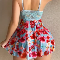 Nouvelle Robe de Nuit Sexy pour Femme, Imprimé Floral, Lingerie Romantique, Vêtements de Nuit Attrayants, Pyjama d'Été, Babydoll Intime 3