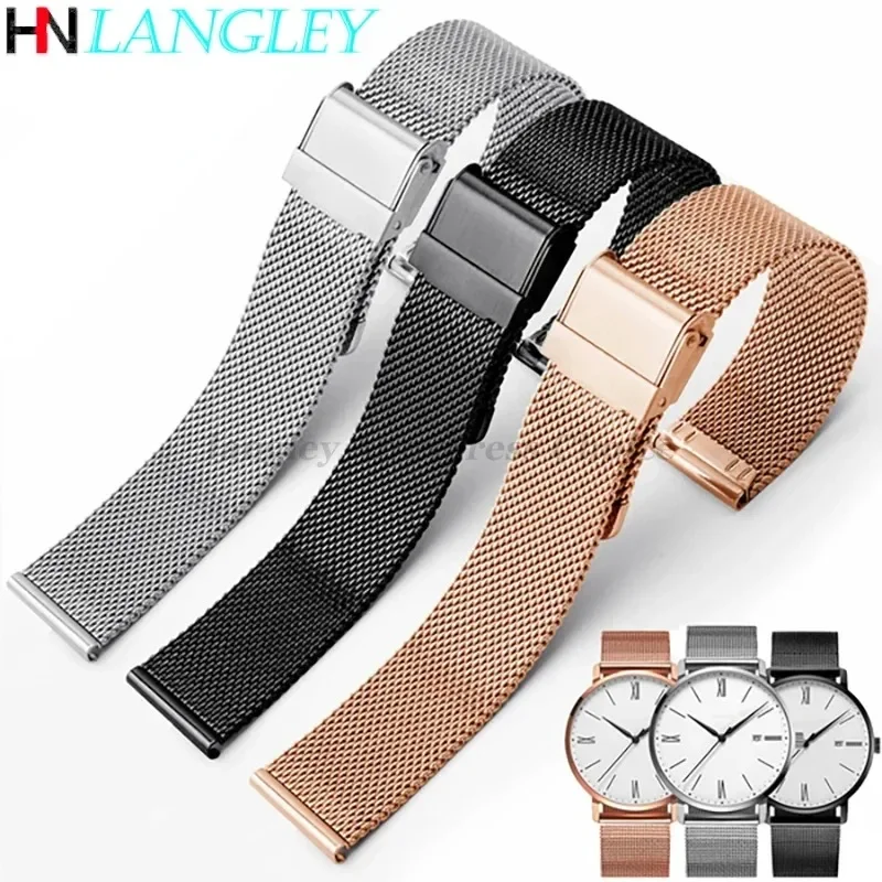 Sleek Milanese Loop Stainless Steel Watch Strap - Multiple Width Options