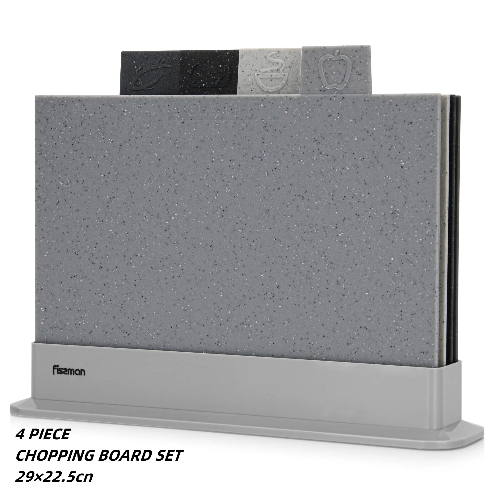 

4pcs Cutting Board Set With Storage Kitchen Plastic Chopping Block Non-slip Marble Coating Anti Bacterium Fiber Mats