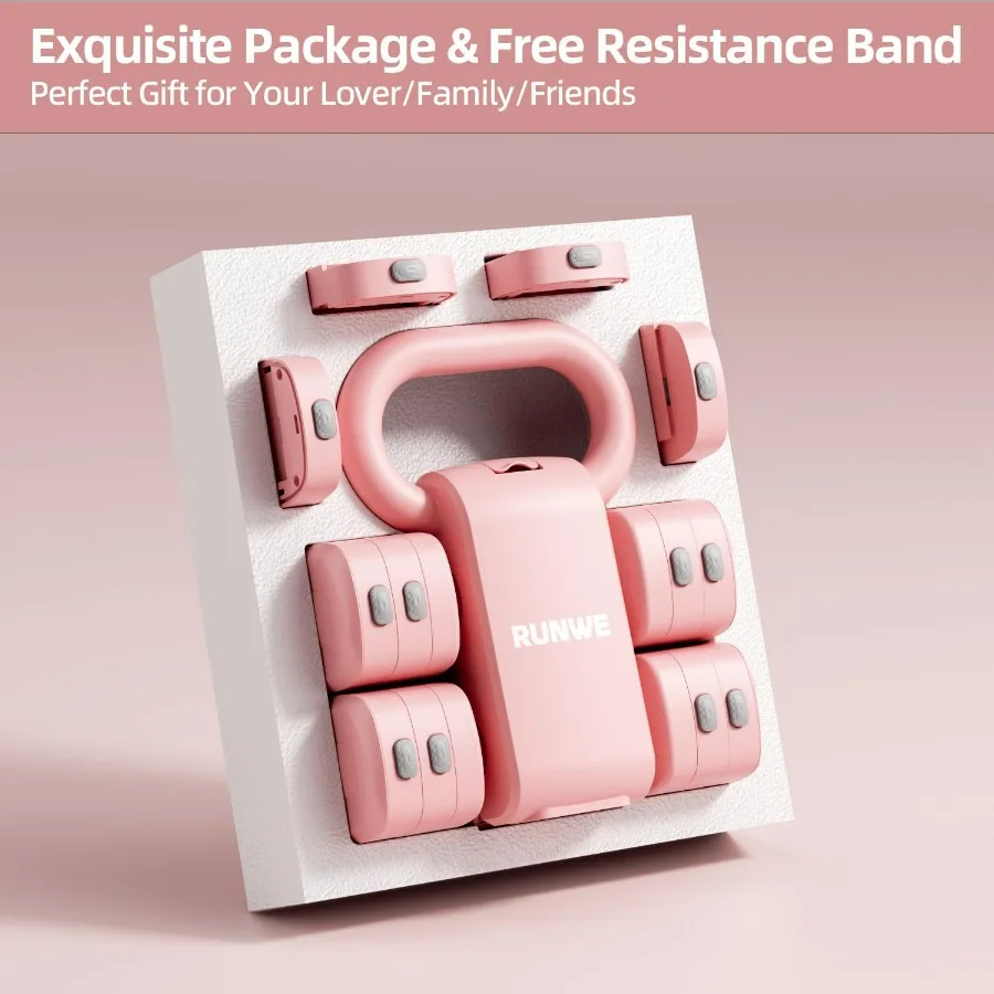 Lightweight Adjustable Dumbbell Kettlebell Set - 4 in 1 Free Weight Set with Kettlebell Grip Converter, Each 2.2 3.3 4.4 5.5lb Q