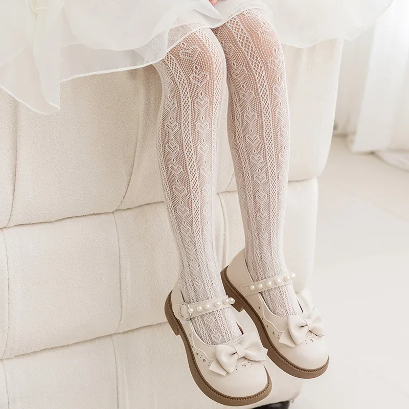 Spring Summer Kids Girl Mesh Tight Retro Floral Lace Sweet Princess Pantyhose for Children Girl Legging Stocking Fishnet Socks