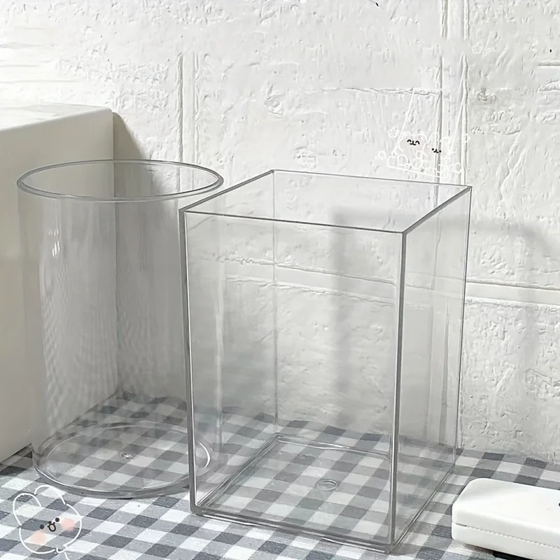 Clear Acrylic Pen Holder - Sleek Desktop Organizer with Hanging Mount and Polished Finish