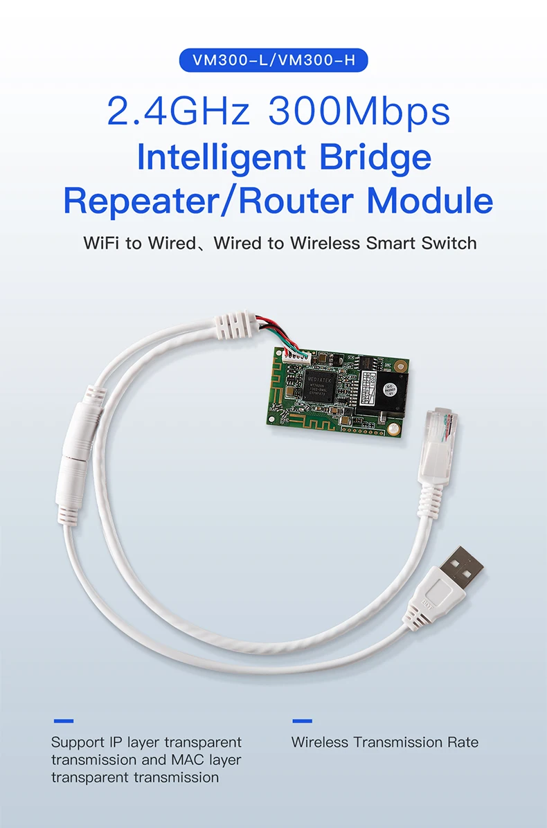 Vonets Wifi Módulo sem Fio para Ponte com Fio 2.4ghz Repetidor de Sinal Roteador Adaptador Rj45 Engenharia Faça Você Mesmo Dispositivos Rede Vm300-h - Imagem 4