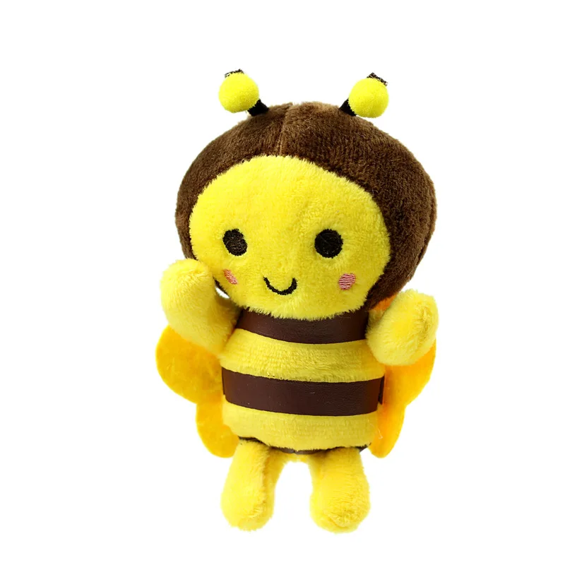 Size 12 Cm Cute Yellow Little Bee Pendant Plush Toy Cartoon Stuffed Animal Bag Hanging Decoration Key Chain Rag Doll