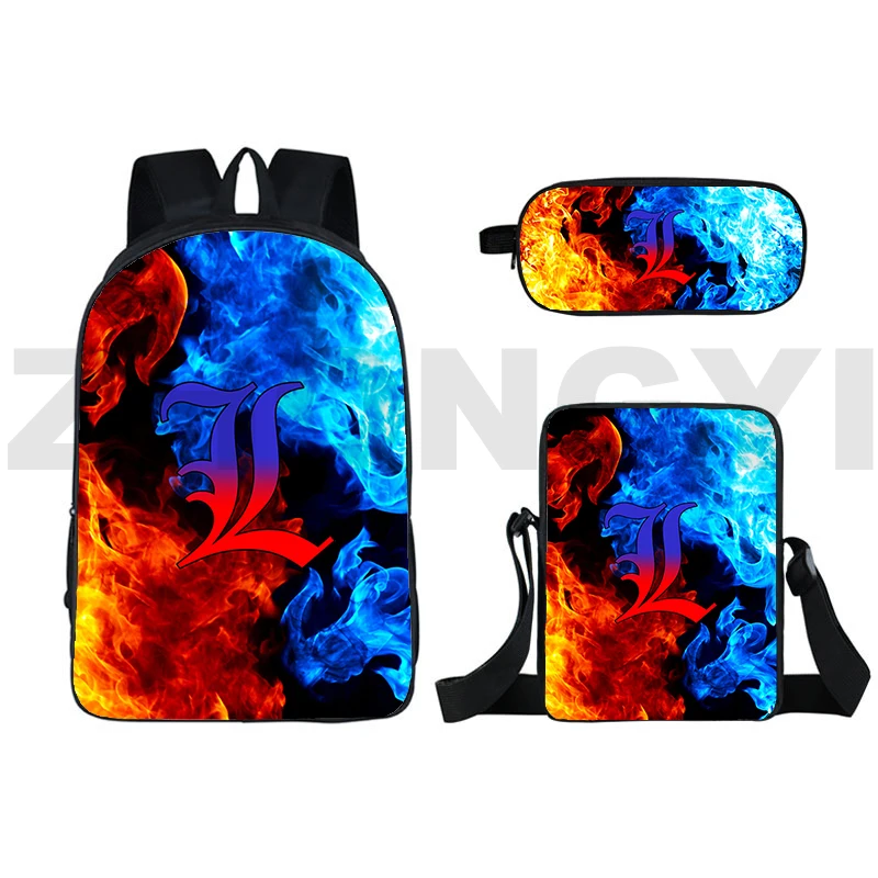 

Student Japan Anime DEATH NOTE 3D Backpacks Cartoon Printing Death Note Misa Amane L Ryuk Packbag Kids Large Capacity School Bag