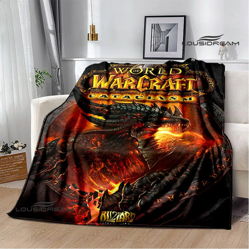 Game World of Warcraft Printed Blanket Kids Warm Blanket Flannel Soft and Comfortable Blanket Home travel blanket birthday gift 4