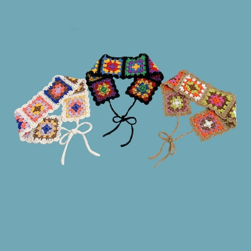 

28GD Summer Outdoor Bandana Woman Crochet Hairband Flower Pattern Hairband for Women