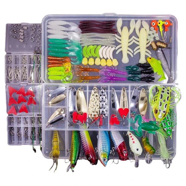 Fishing Lure Set Including Frog Lures, Soft Bait with Hook Accessories Set,  Fishing Lures Baits Tackle Including Crankbaits, Jigs, Plastic Worms