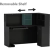 LShaped Reception Desk Counter Table with Lockable Drawers&Storage Shelves,Private Workstation for Salon Reception Room Checkout 3