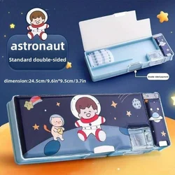 Cute Cartoon - Style Large Capacity Pencil Box (Blue pencil case)
