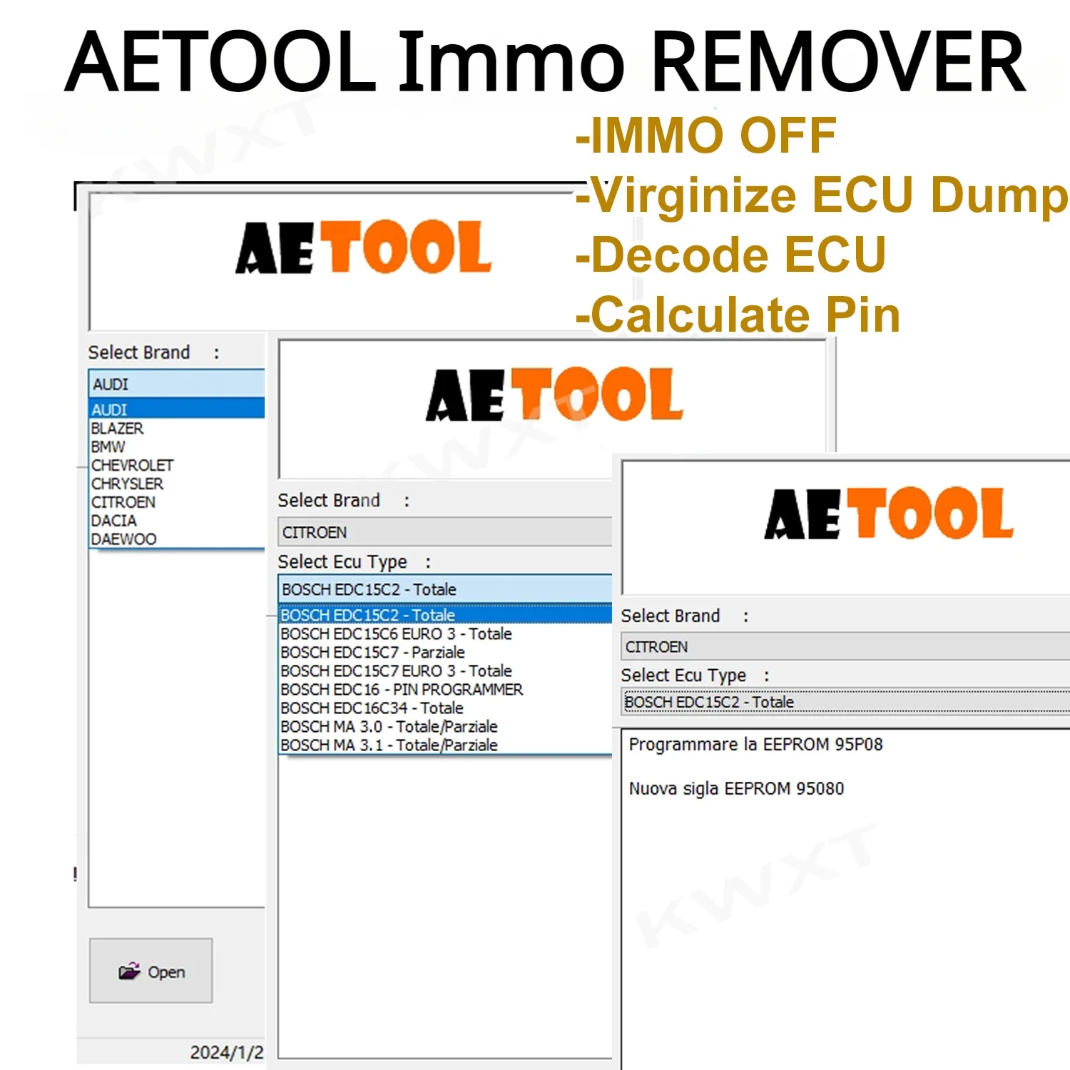 Aetool Immo Remover V1.3 Aetool Immo Eeprom Off Software Virginize Ecu Dump Decodifica Ecu Calcola Pin Virgin/Immo Remover