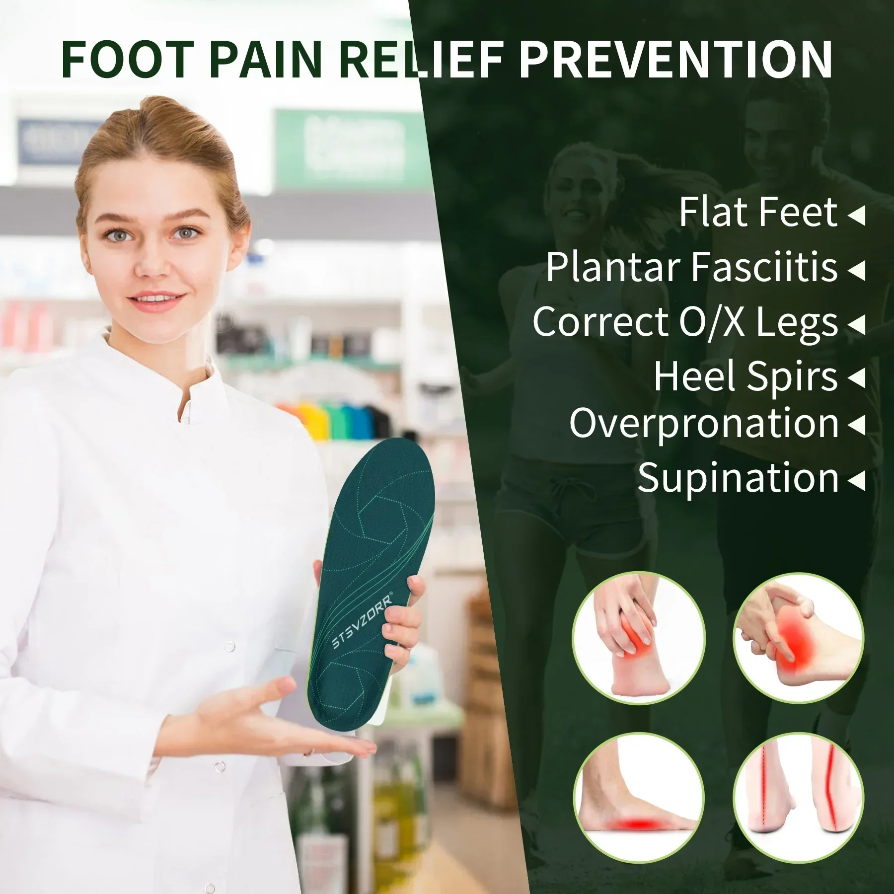 Flat Feet High Arch Support Plantar Fasciitis Orthopedic Sport Insole Men Women Sneaker Orthotic Insoles Plantillas Insert Sole