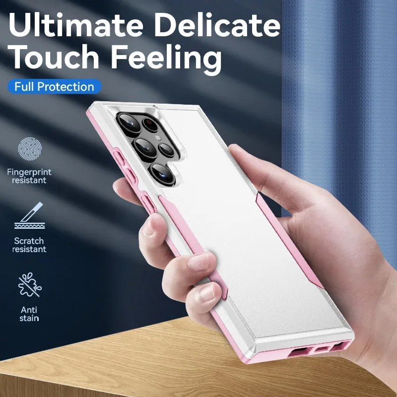 Coque de téléphone portable antichoc de luxe en TPU + PC souple et rigide avec double protection pour Samsung S24 23 22 21Ultra_voghion.com