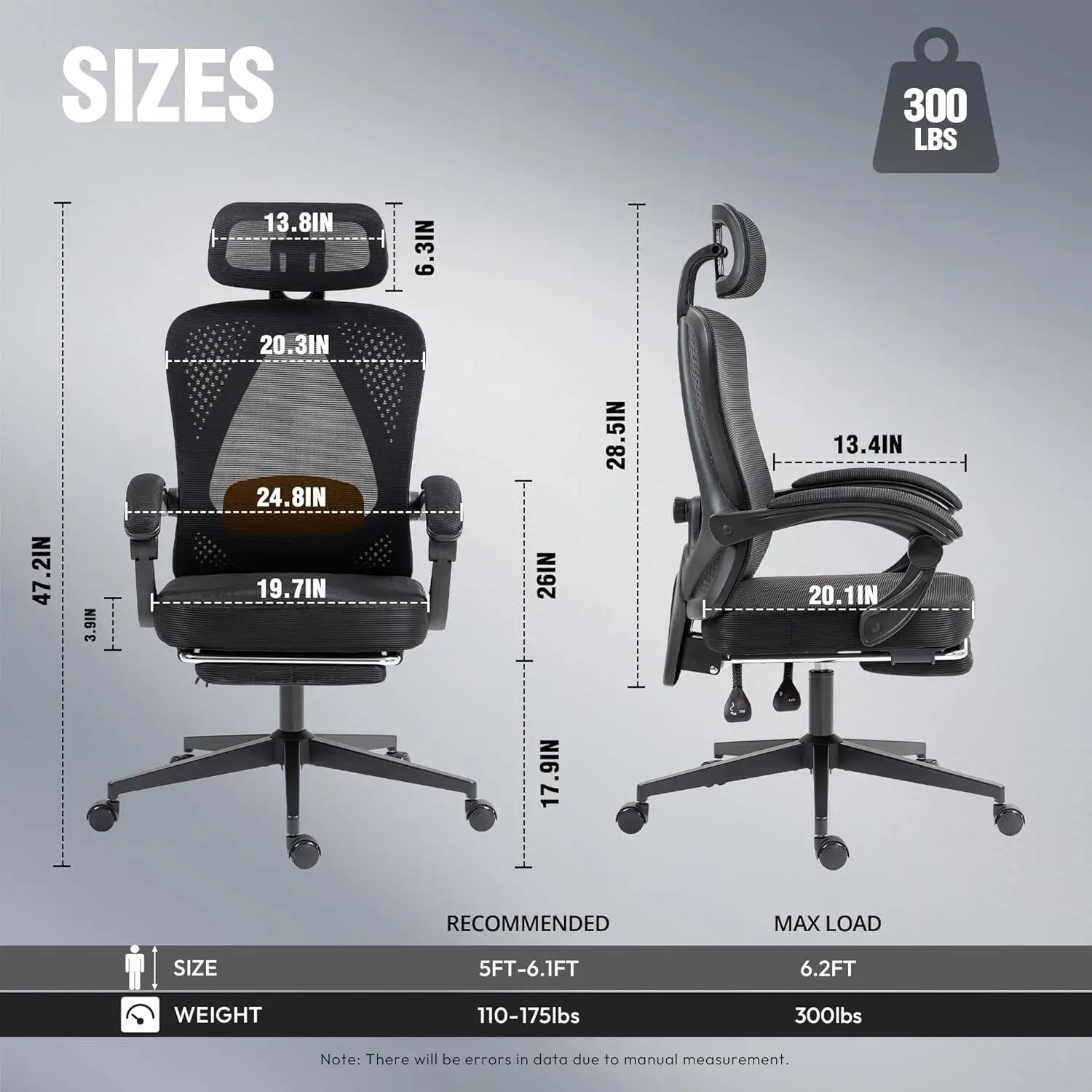 Dowinx Ergonomic Office Chair,Mesh Computer Chair with Pocket Spring Desk Chair with Adjustable Lumbar Support and Headrest 2