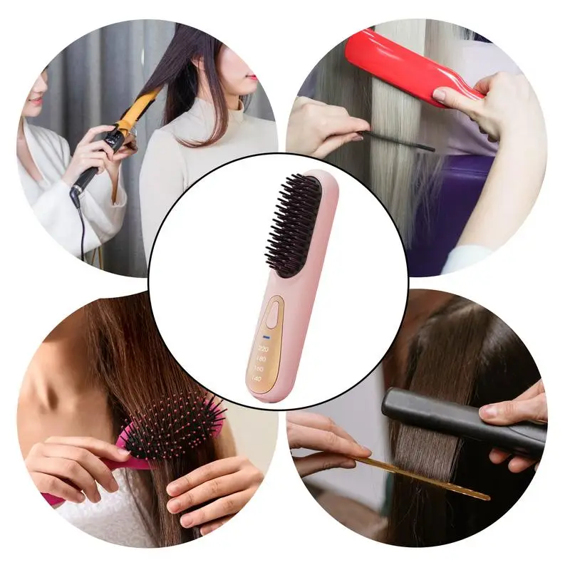 Hair Straightener Brush Styling Straightening Smoothing Comb Hair Straightener Heat Pressing Combs for Women Girls Family