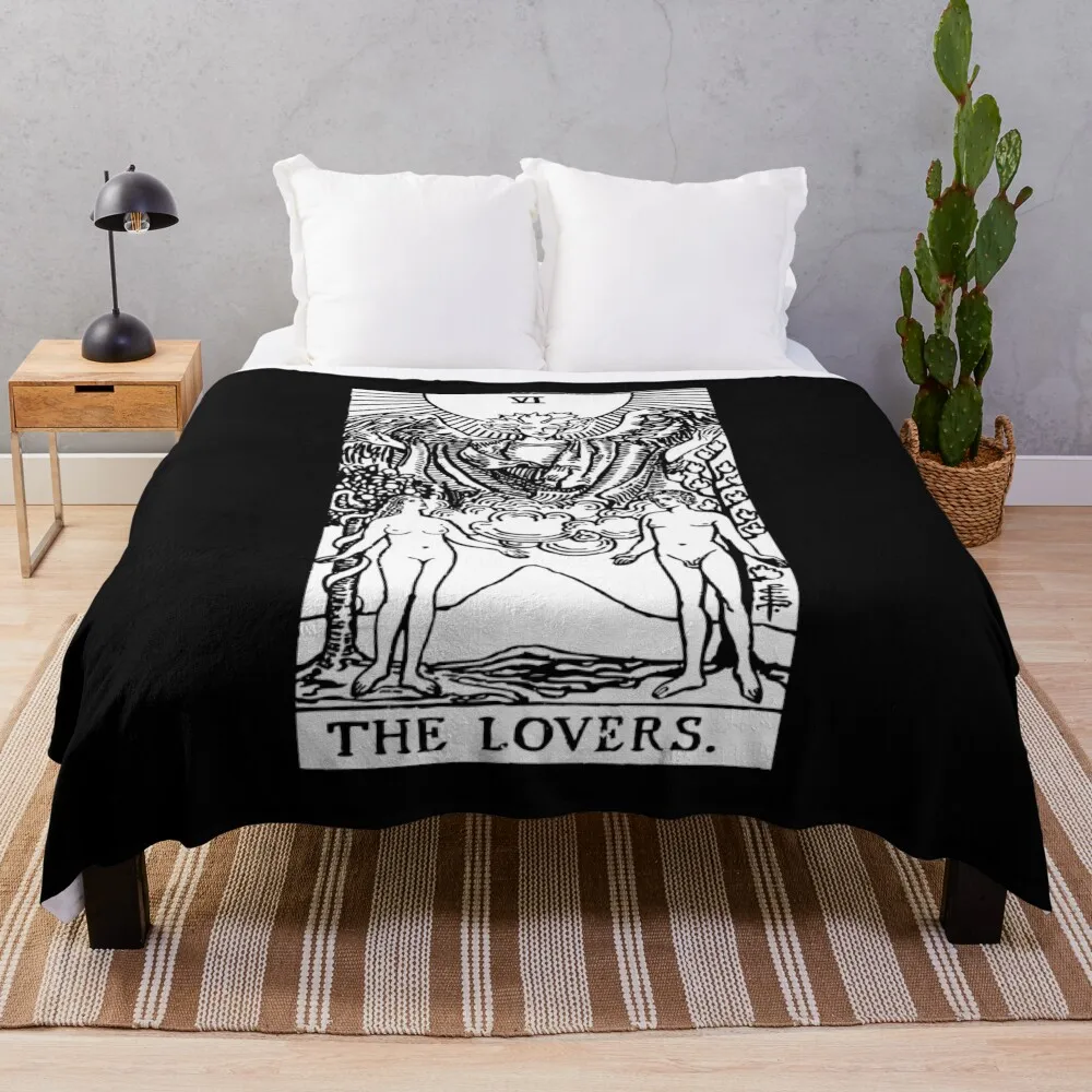 

Tarot Card : The Lovers black & white Throw Blanket fluffy warm for winter Summer Blankets