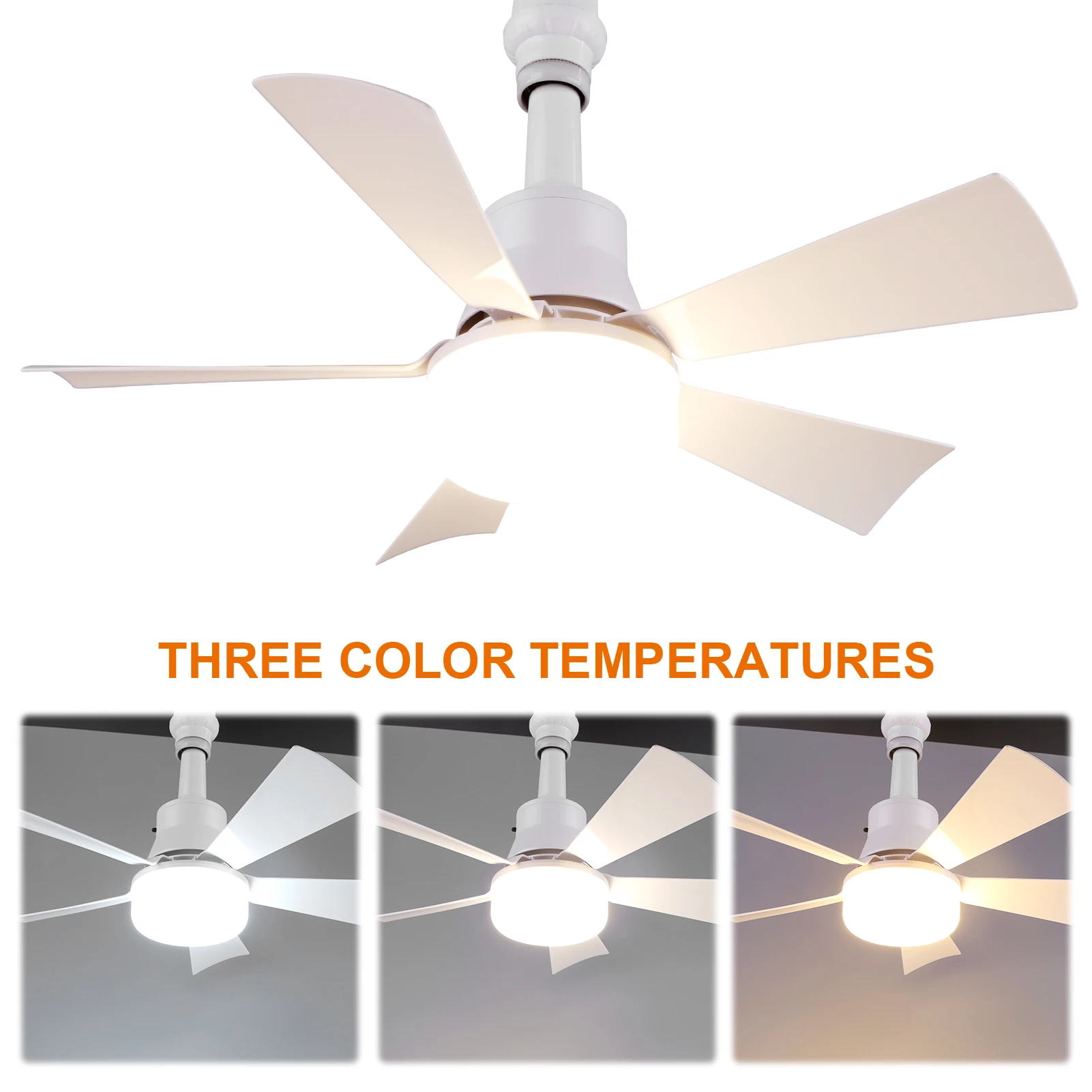40W Socket Fan Light Screw Ceiling Fan with Light and Remote Adjustable Wind Speed Socket Ceiling Bulb for Bedroom