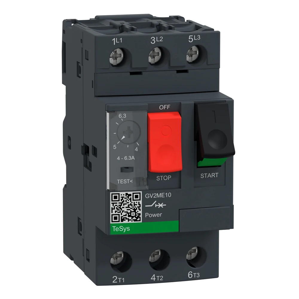 

Black GV2ME10 3P 4-6.3A Thermal magnetic Screw clamp terminals Motor circuit breaker