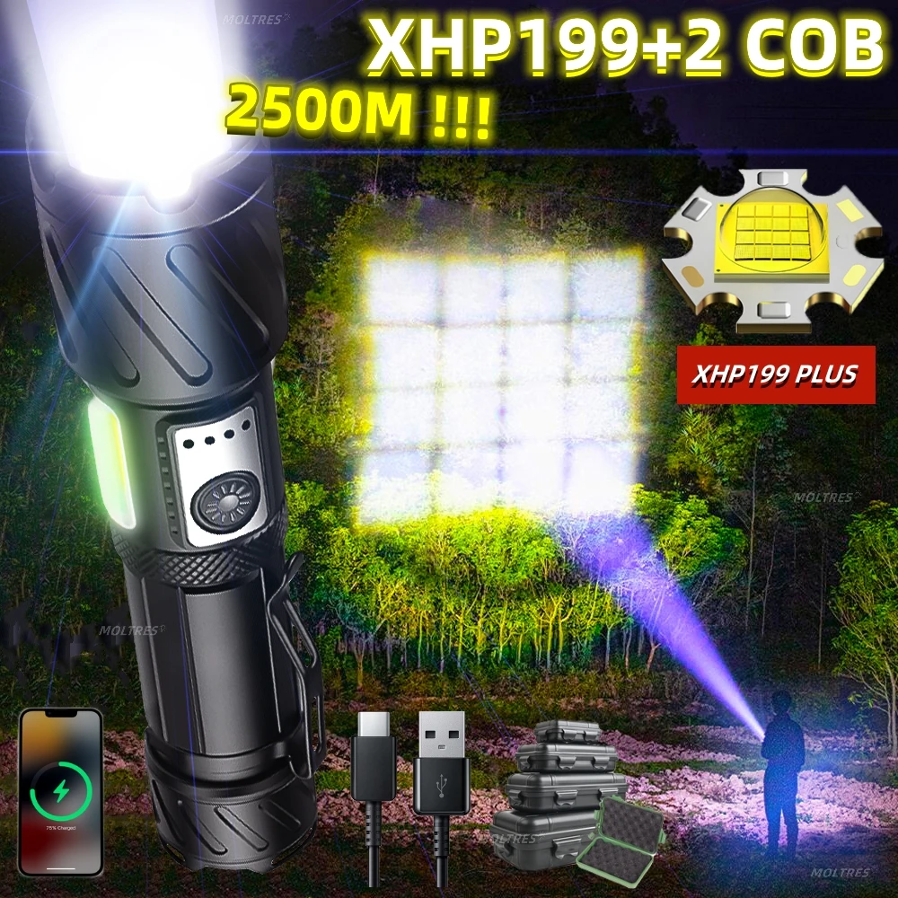 Lumen Powerful Led Flashlight Usb Rechargeable Xhp199 99 Portable Zoom Torch Ipx65 Tactical Flash Lamp Head Lantern Aliexpress