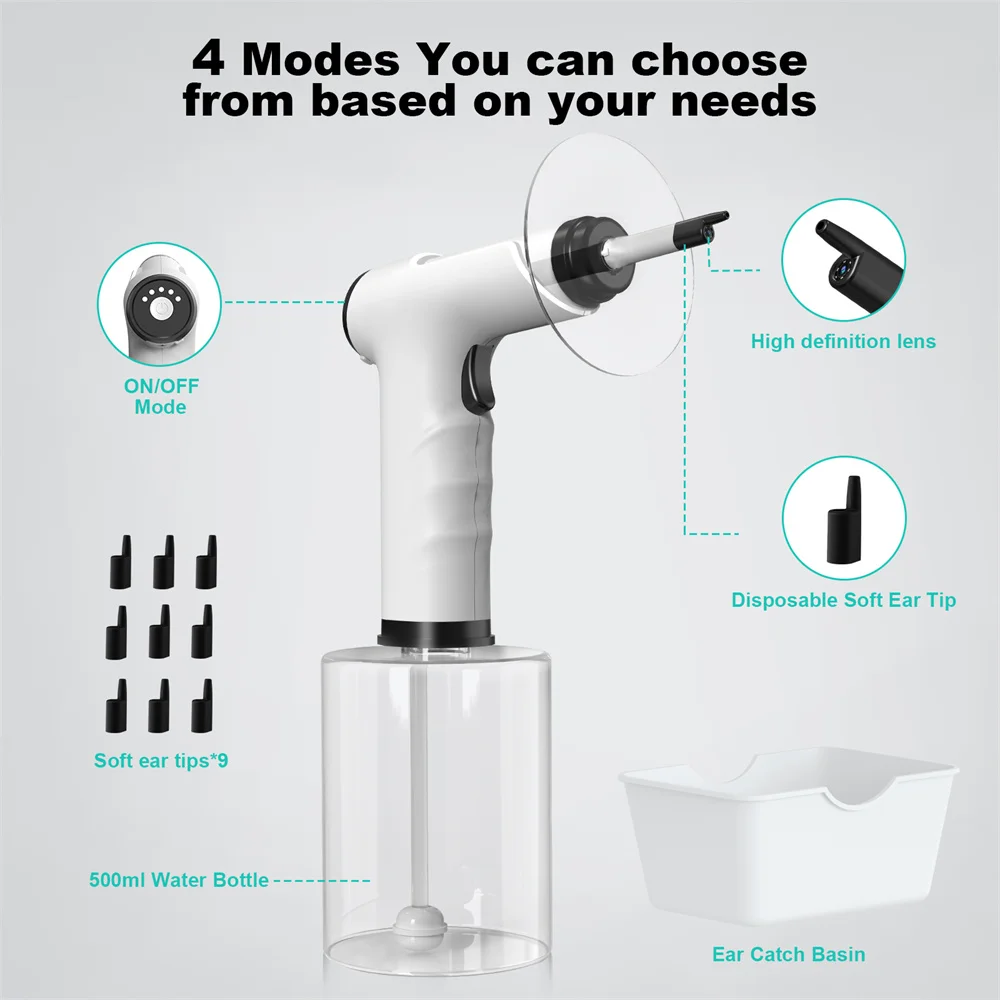 Electric Ear Cleaning Kit Ear Irrigation Flushing System Ear Wax Water Removal Safe Ear Wax Removal Ear Washer Effective Cleaner 3