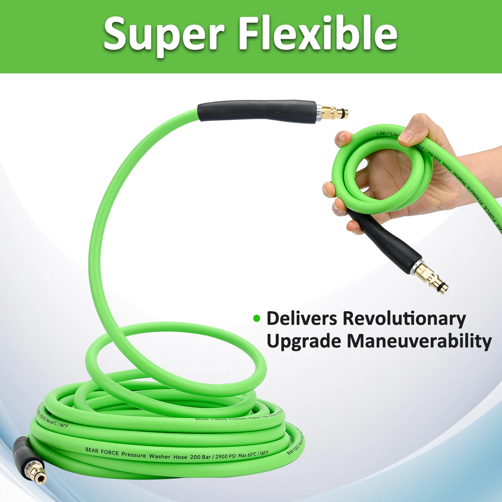 Pressure Washer Replacement Hose Super Flexible Hose 10m/32ft 2900 PSI Kink Resistant Hose for Karcher K2-K7 Quick Connector 3