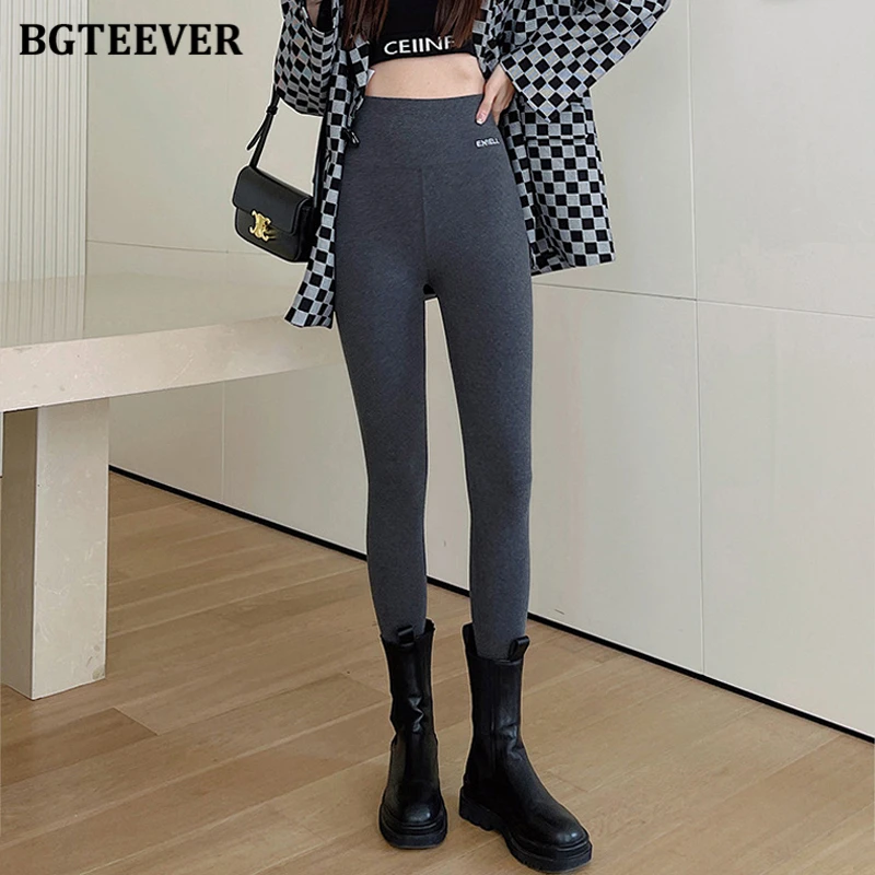 

BGTEEVER Chic Casual Elastic High Waist Ladies Skinny Pencil Trosuers Autumn Winter Fashion Slim Women Thicken Stretched Pants